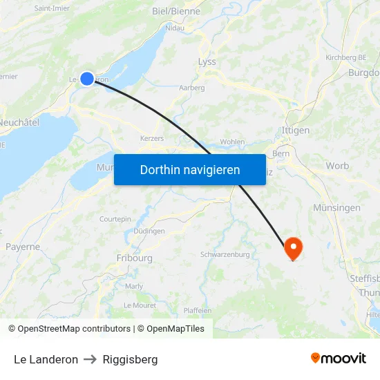 Le Landeron to Riggisberg map
