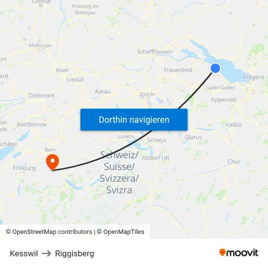 Kesswil to Riggisberg map