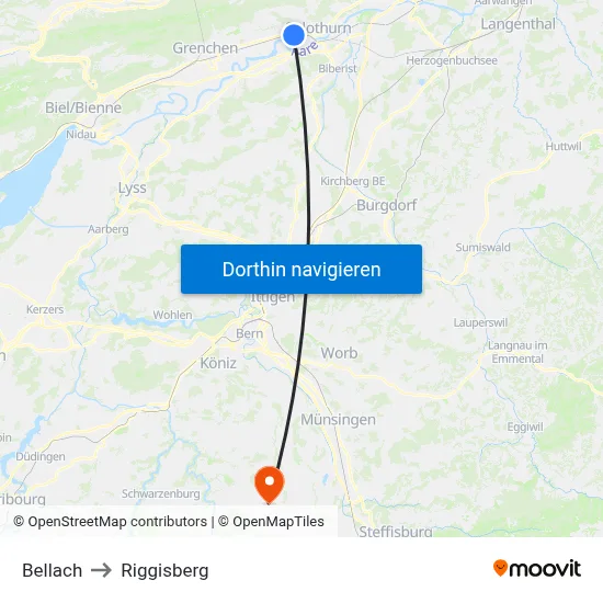 Bellach to Riggisberg map