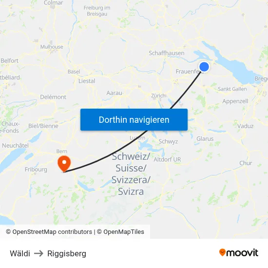 Wäldi to Riggisberg map