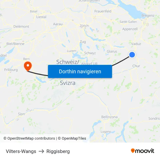 Vilters-Wangs to Riggisberg map