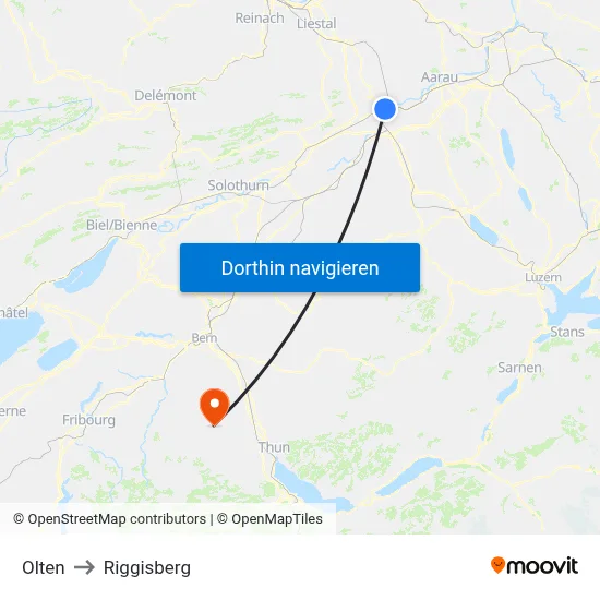 Olten to Riggisberg map