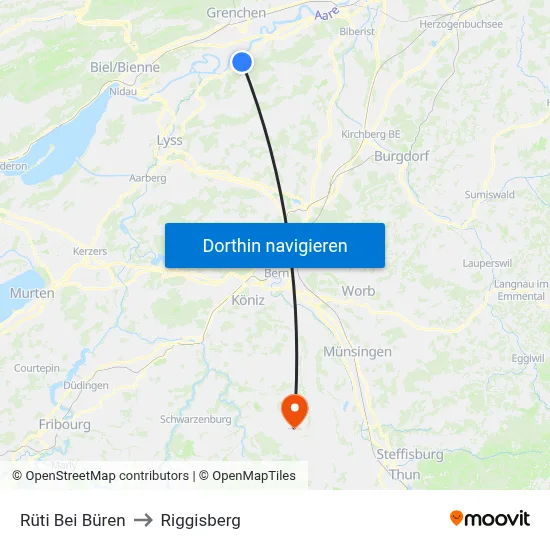 Rüti Bei Büren to Riggisberg map