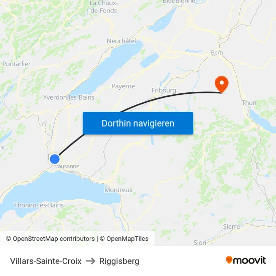 Villars-Sainte-Croix to Riggisberg map