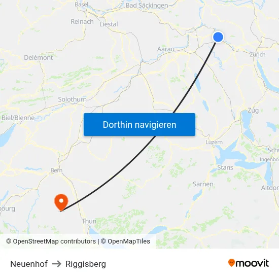 Neuenhof to Riggisberg map