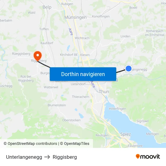 Unterlangenegg to Riggisberg map
