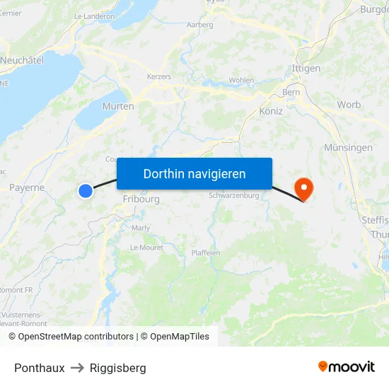 Ponthaux to Riggisberg map