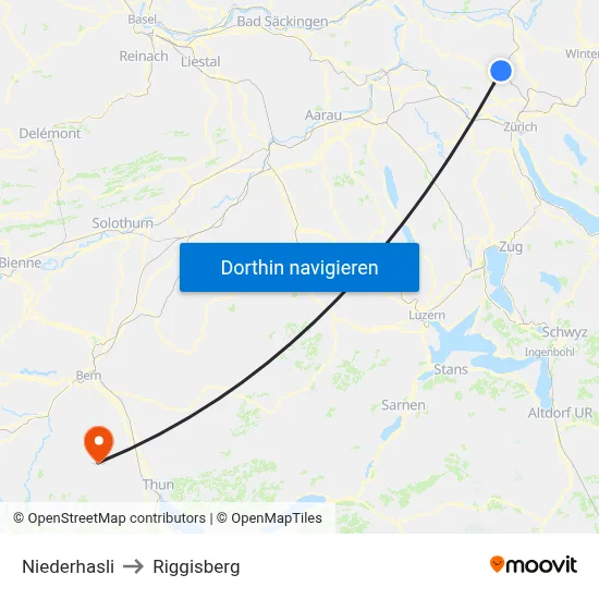 Niederhasli to Riggisberg map