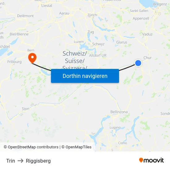 Trin to Riggisberg map