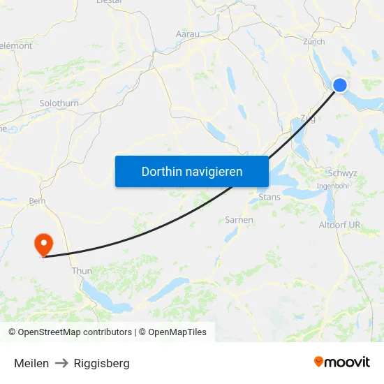 Meilen to Riggisberg map