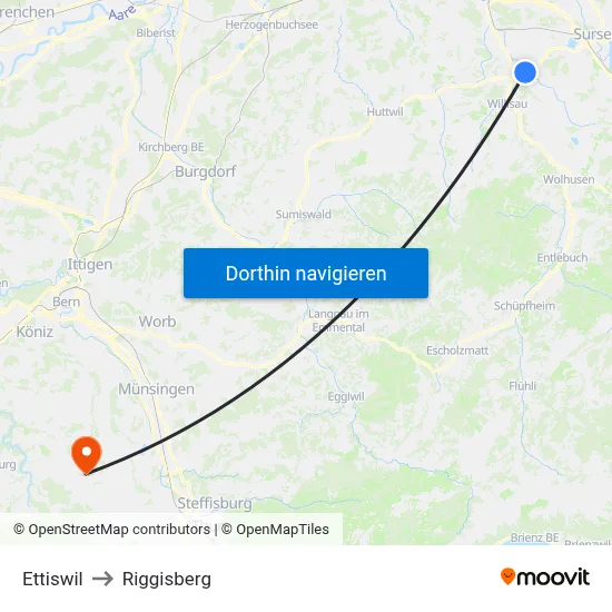 Ettiswil to Riggisberg map