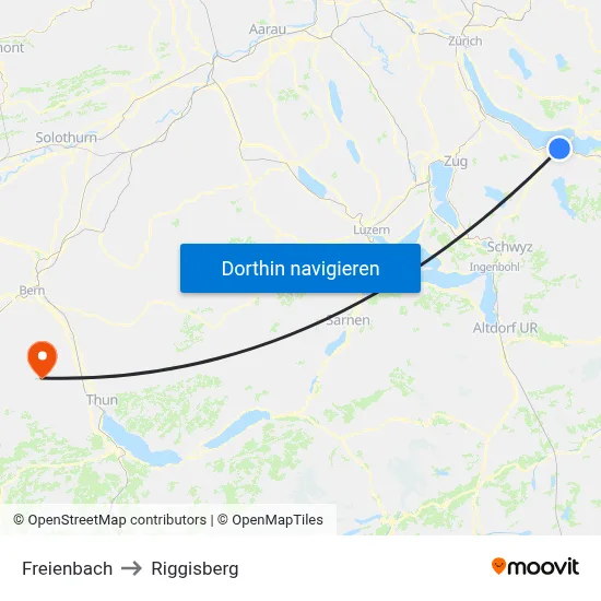 Freienbach to Riggisberg map