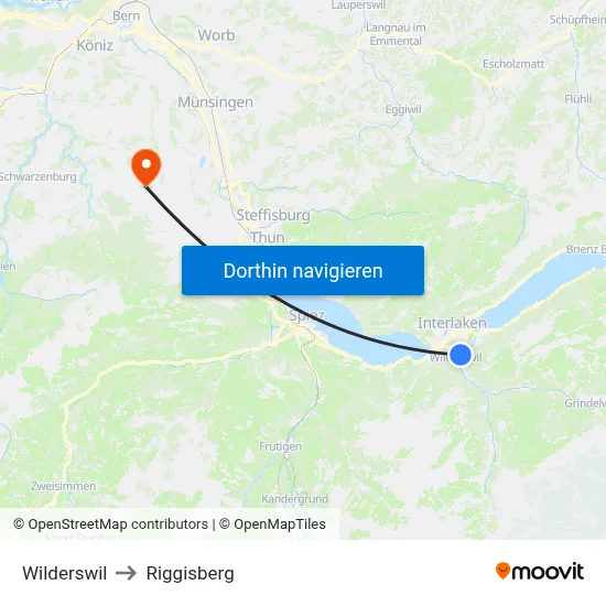Wilderswil to Riggisberg map