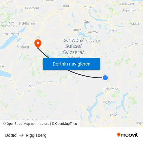 Bodio to Riggisberg map