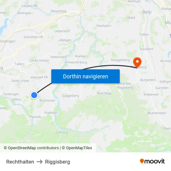 Rechthalten to Riggisberg map