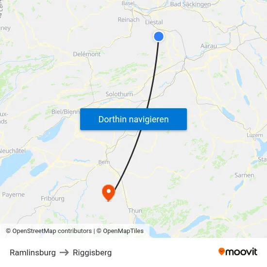 Ramlinsburg to Riggisberg map