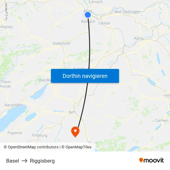 Basel to Riggisberg map