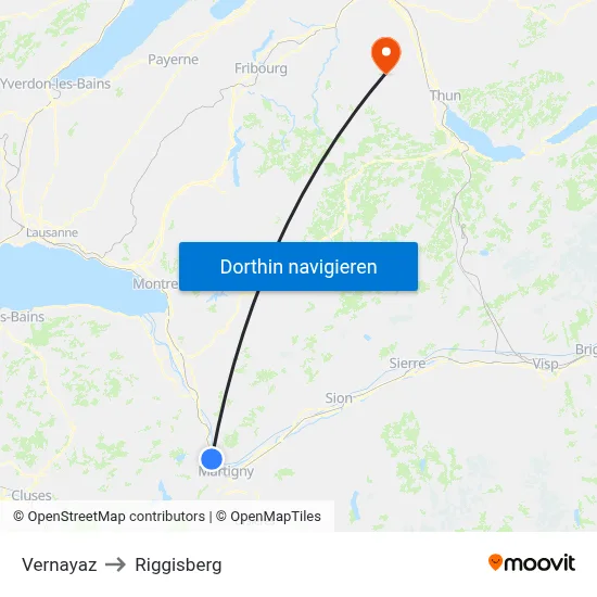 Vernayaz to Riggisberg map