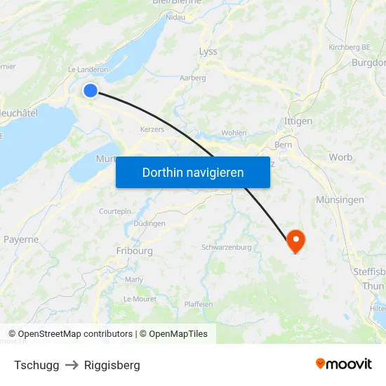 Tschugg to Riggisberg map