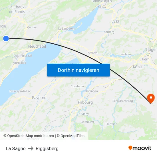 La Sagne to Riggisberg map