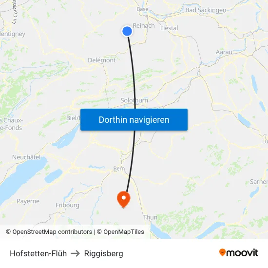 Hofstetten-Flüh to Riggisberg map