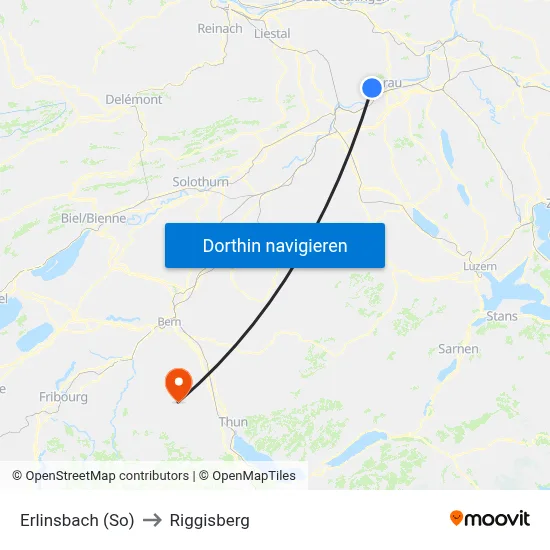 Erlinsbach (So) to Riggisberg map