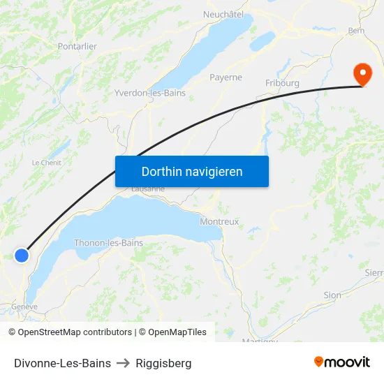 Divonne-Les-Bains to Riggisberg map