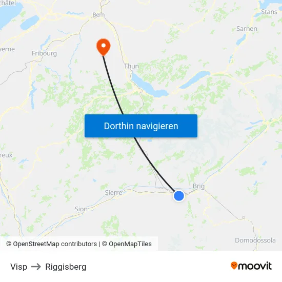 Visp to Riggisberg map