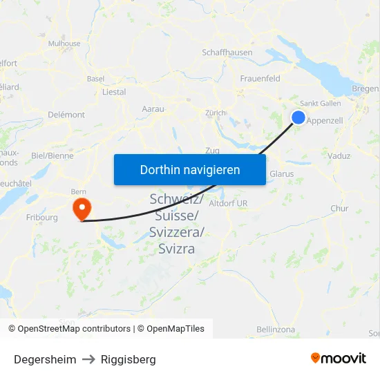 Degersheim to Riggisberg map
