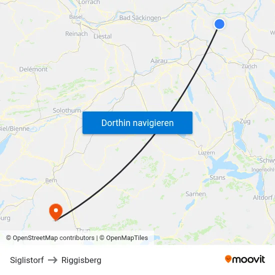 Siglistorf to Riggisberg map