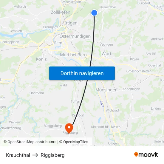 Krauchthal to Riggisberg map