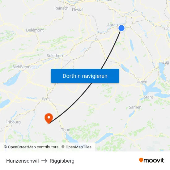 Hunzenschwil to Riggisberg map