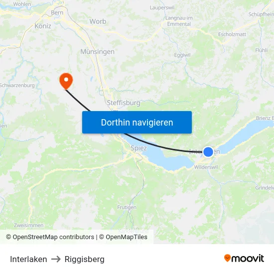 Interlaken to Riggisberg map