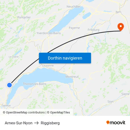 Arnex-Sur-Nyon to Riggisberg map