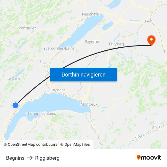 Begnins to Riggisberg map