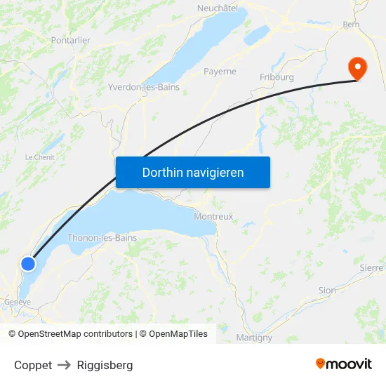 Coppet to Riggisberg map