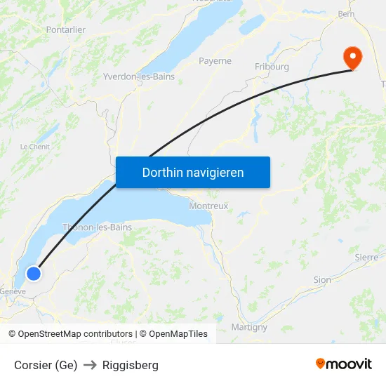 Corsier (Ge) to Riggisberg map