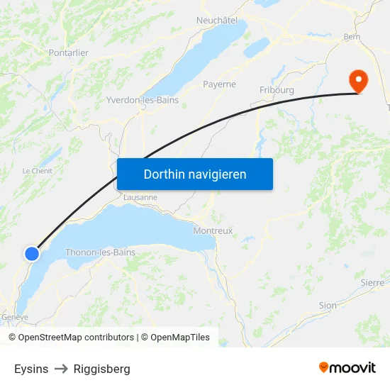 Eysins to Riggisberg map