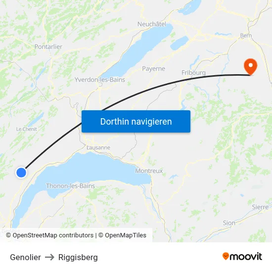 Genolier to Riggisberg map