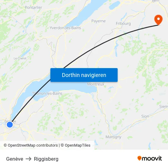 Genève to Riggisberg map