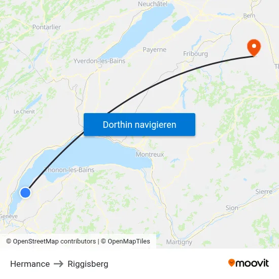 Hermance to Riggisberg map