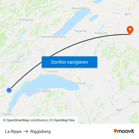 La Rippe to Riggisberg map