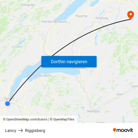 Lancy to Riggisberg map