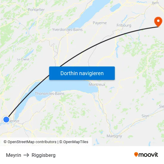 Meyrin to Riggisberg map