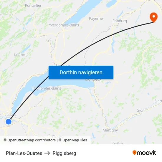 Plan-Les-Ouates to Riggisberg map