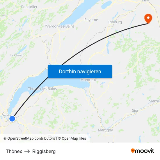 Thônex to Riggisberg map
