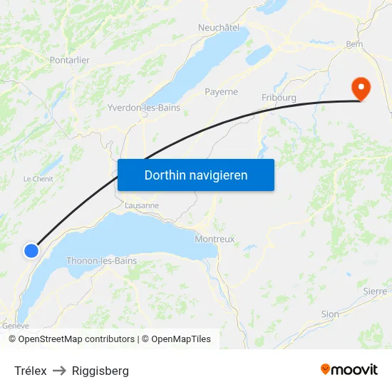 Trélex to Riggisberg map