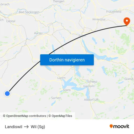 Landiswil to Wil (Sg) map
