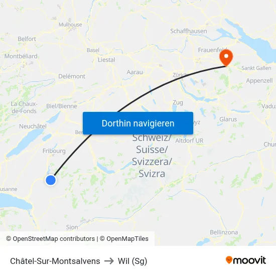 Châtel-Sur-Montsalvens to Wil (Sg) map