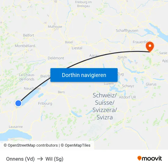 Onnens (Vd) to Wil (Sg) map